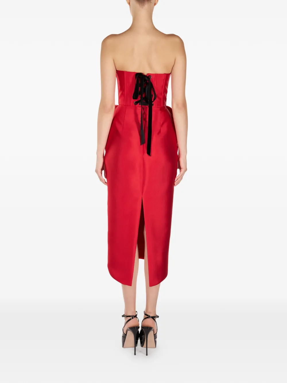 ARAFTU Strapless midi-jurk met roosdetail Rood