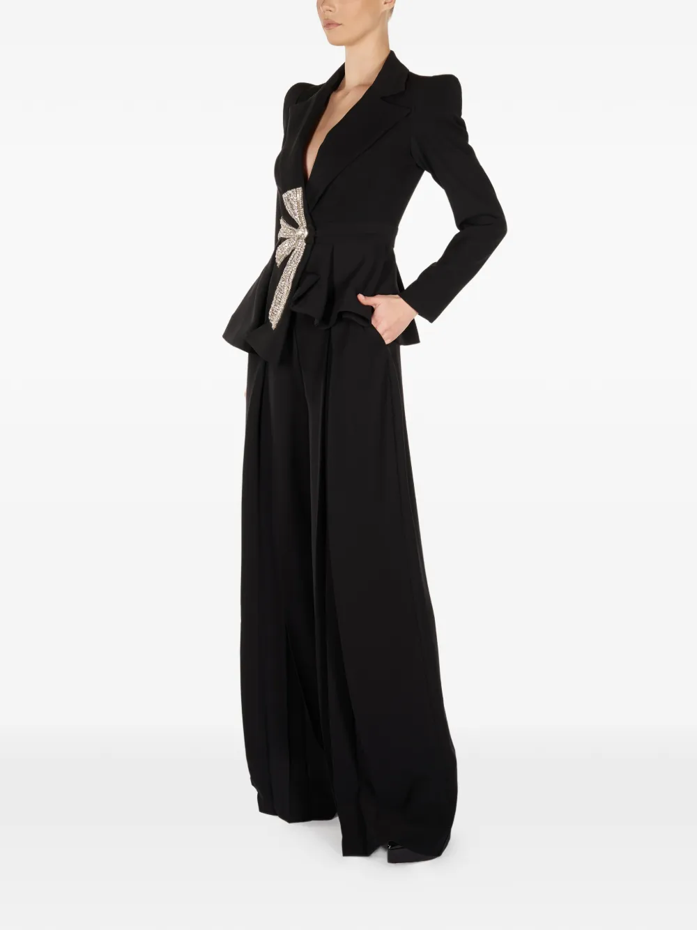 ARAFTU bow peplum all in one - Zwart