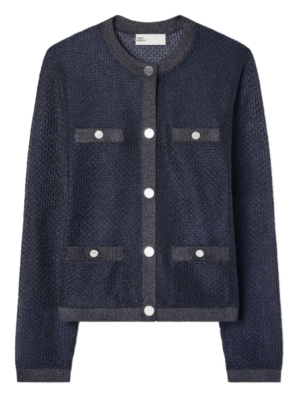 Tory Burch Kendra Mesh Cardigan in Blue