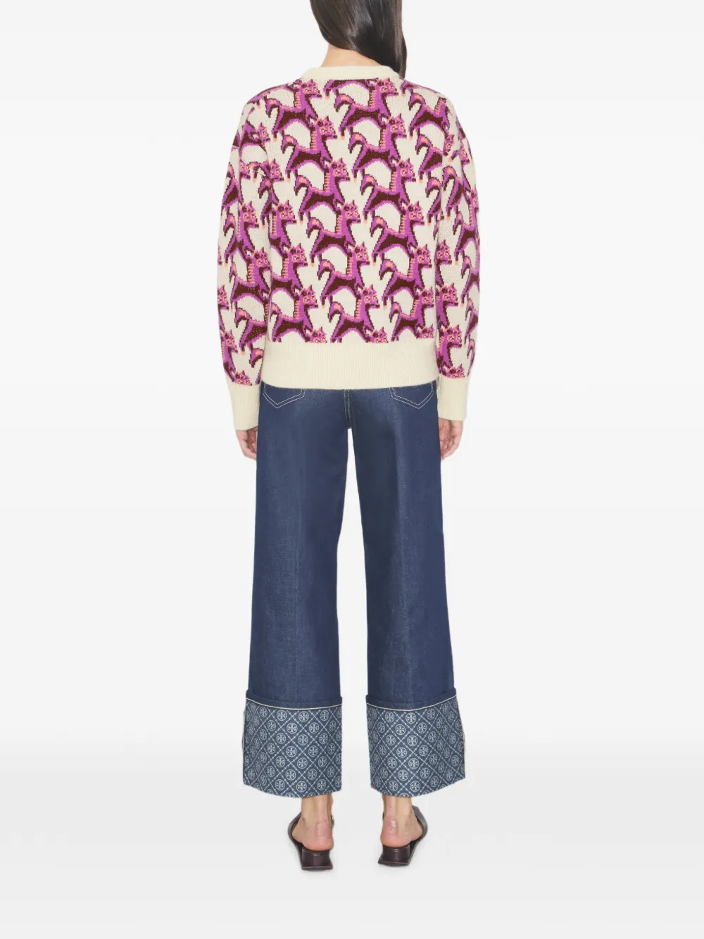  Tory Burch Jacquard Crew-neck Sweater - Neutrals 
