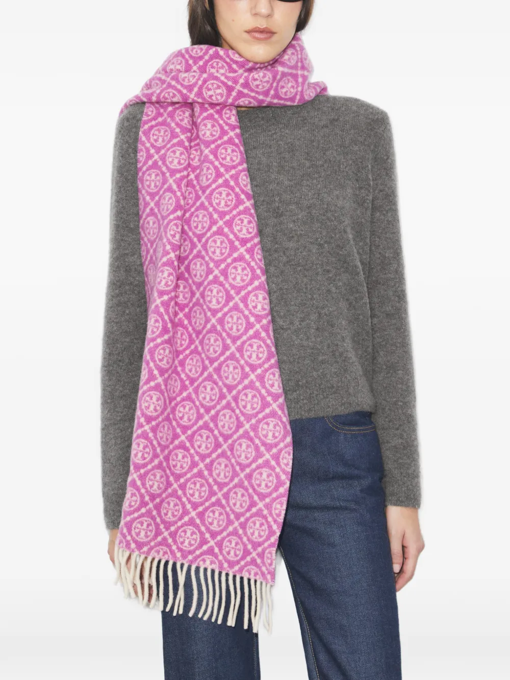 Tory Burch T-monogram fringed scarf | Image 2