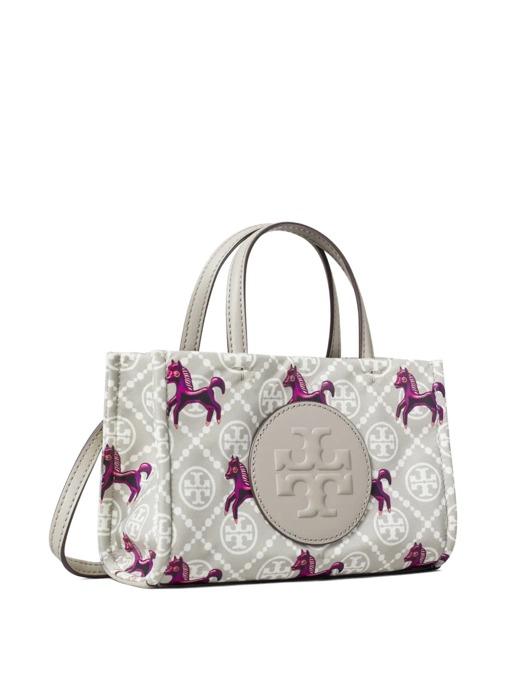  Tory Burch Mini Ella Horse-pattern Logo Tote - Grey 