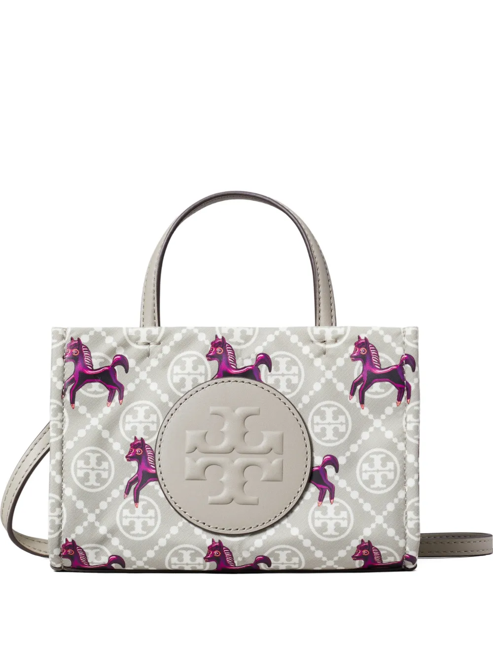 Tory Burch mini Ella horse-pattern logo tote - Grigio