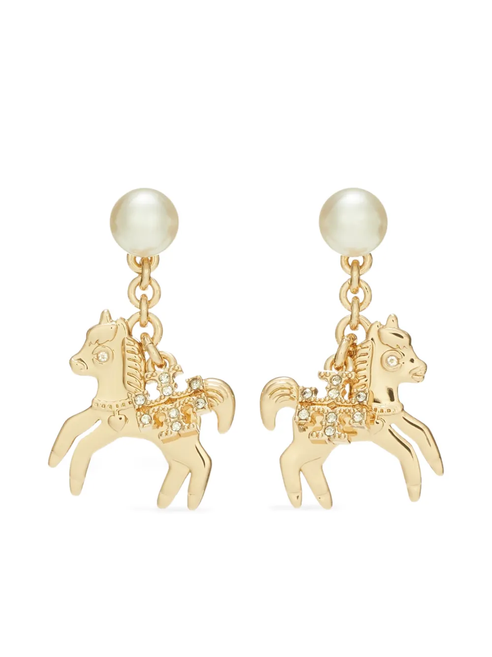 Tory Burch Curiosity horse-charm drop earrings - Oro