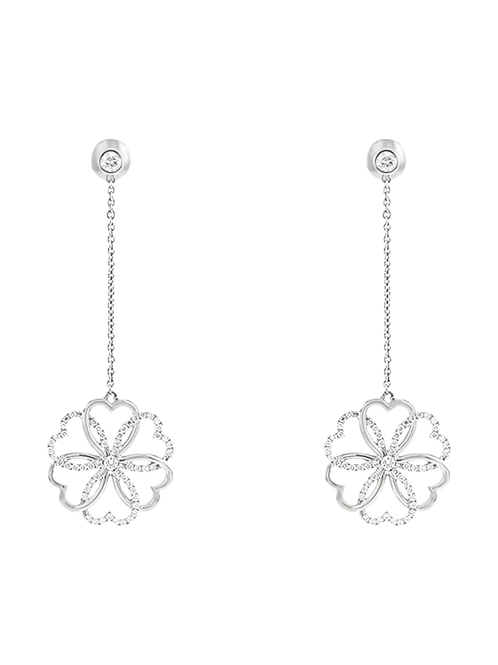 Poiray 2010's Rosacein white gold and diamonds pendants earrings  - Argento