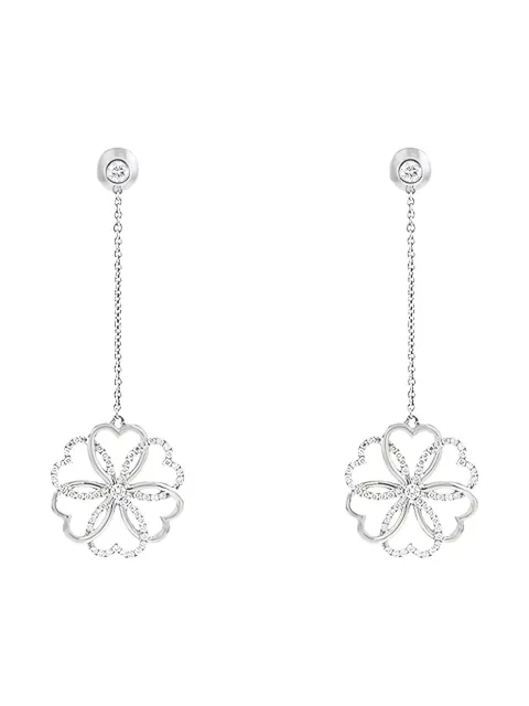 Poiray 2010's Rosacein white gold and diamonds pendants earrings 