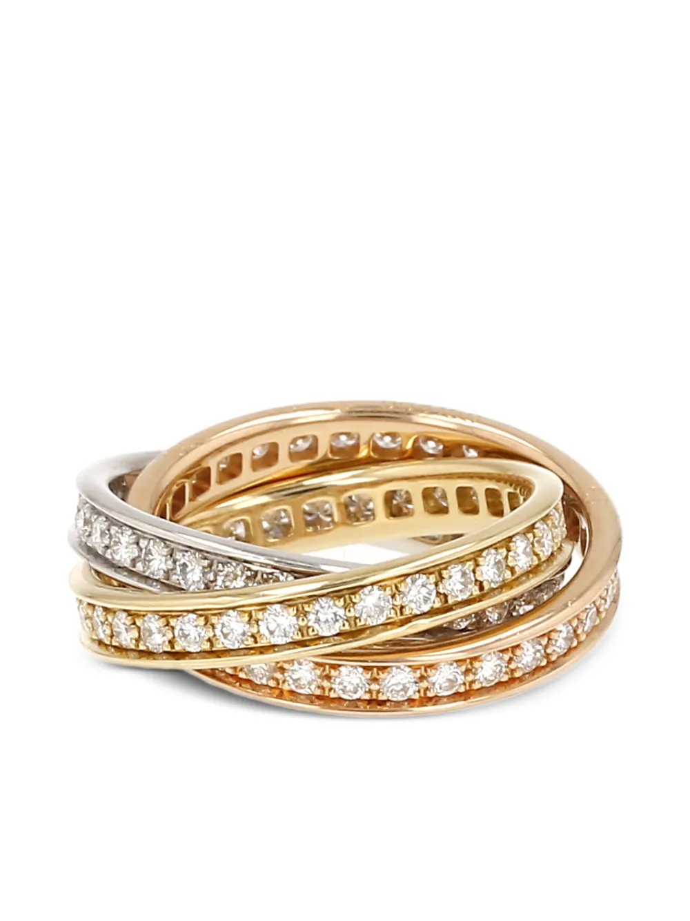 Cartier 2000's Trinity diamond gold ring