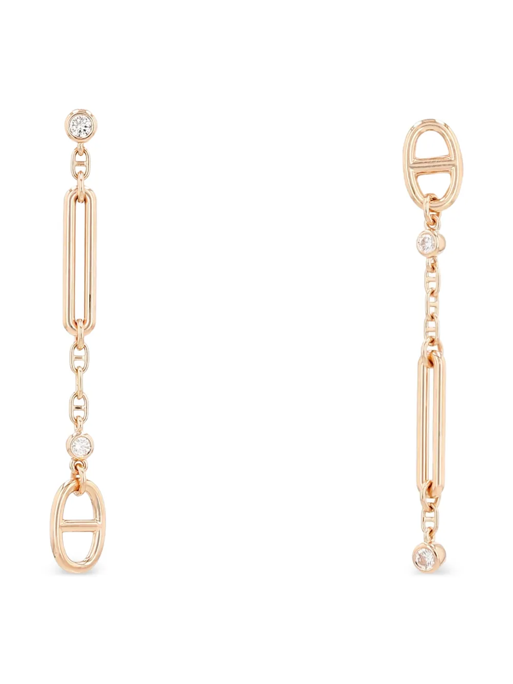 Hermès Pre-Owned 2020's Chaine d'Ancre diamond pink gold chaos earrings - Oro