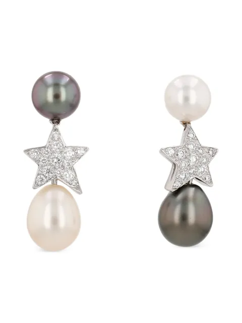 CHANEL Pre-Owned 2010's pearl diamond stars earrings