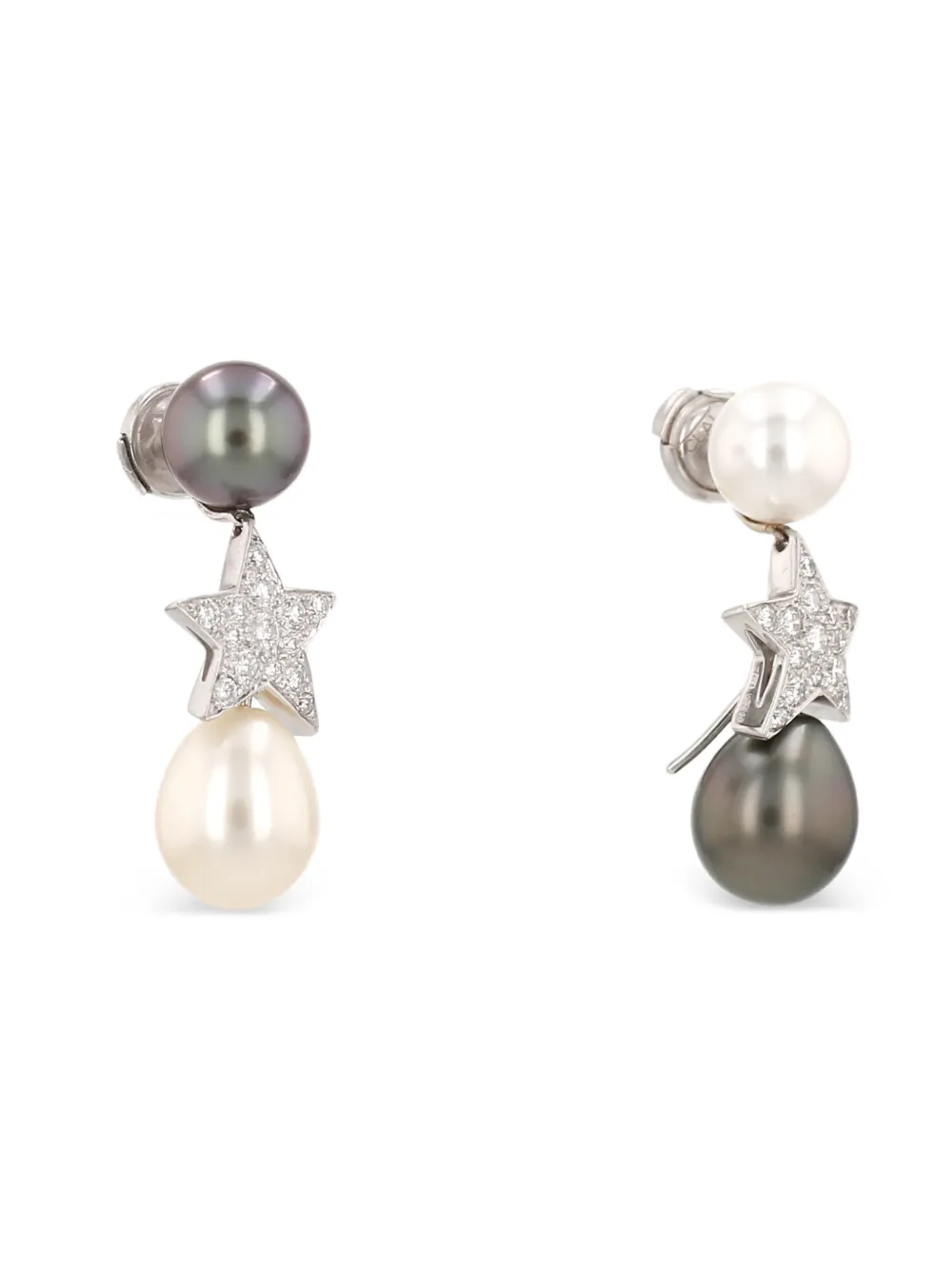 2010's Pearl Diamond Stars Earrings