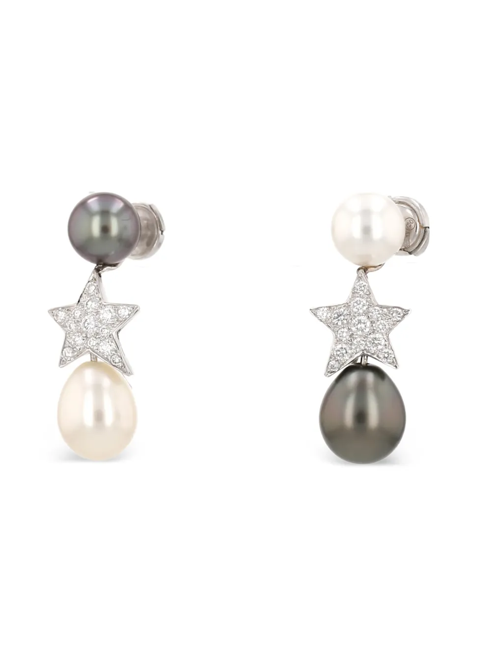2010's Pearl Diamond Stars Earrings