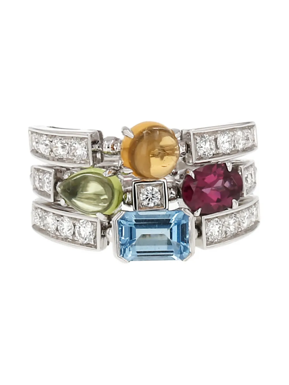 Bvlgari Pre-Owned 2010's Allegra diamond gemstone ring - Argento