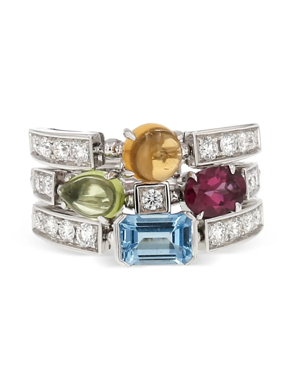 Bvlgari Pre-Owned 2010's Allegra diamond gemstone ring - Argento