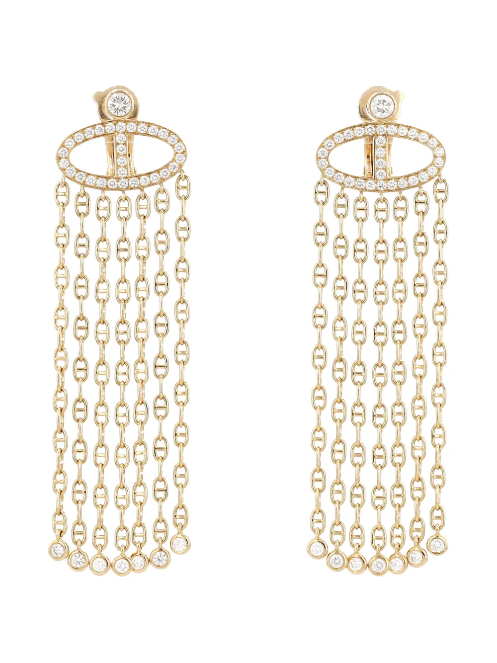 Hermès Pre-Owned 2010's Anchor diamond yellow gold earrings - Oro