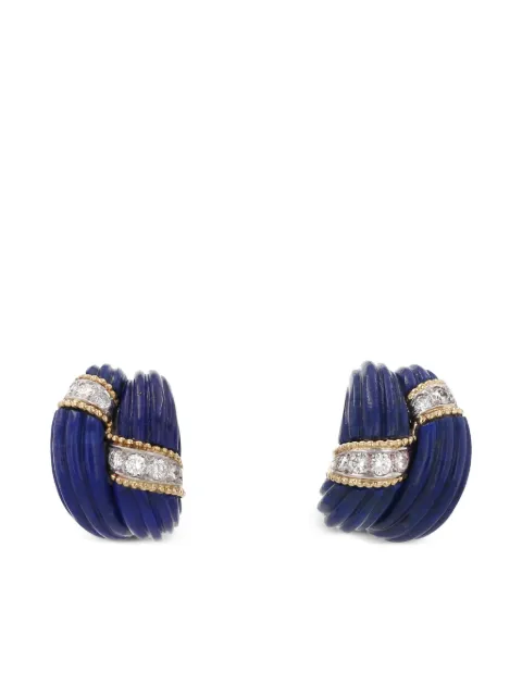 Cartier 1970's diamond and lapis lazuli earrings