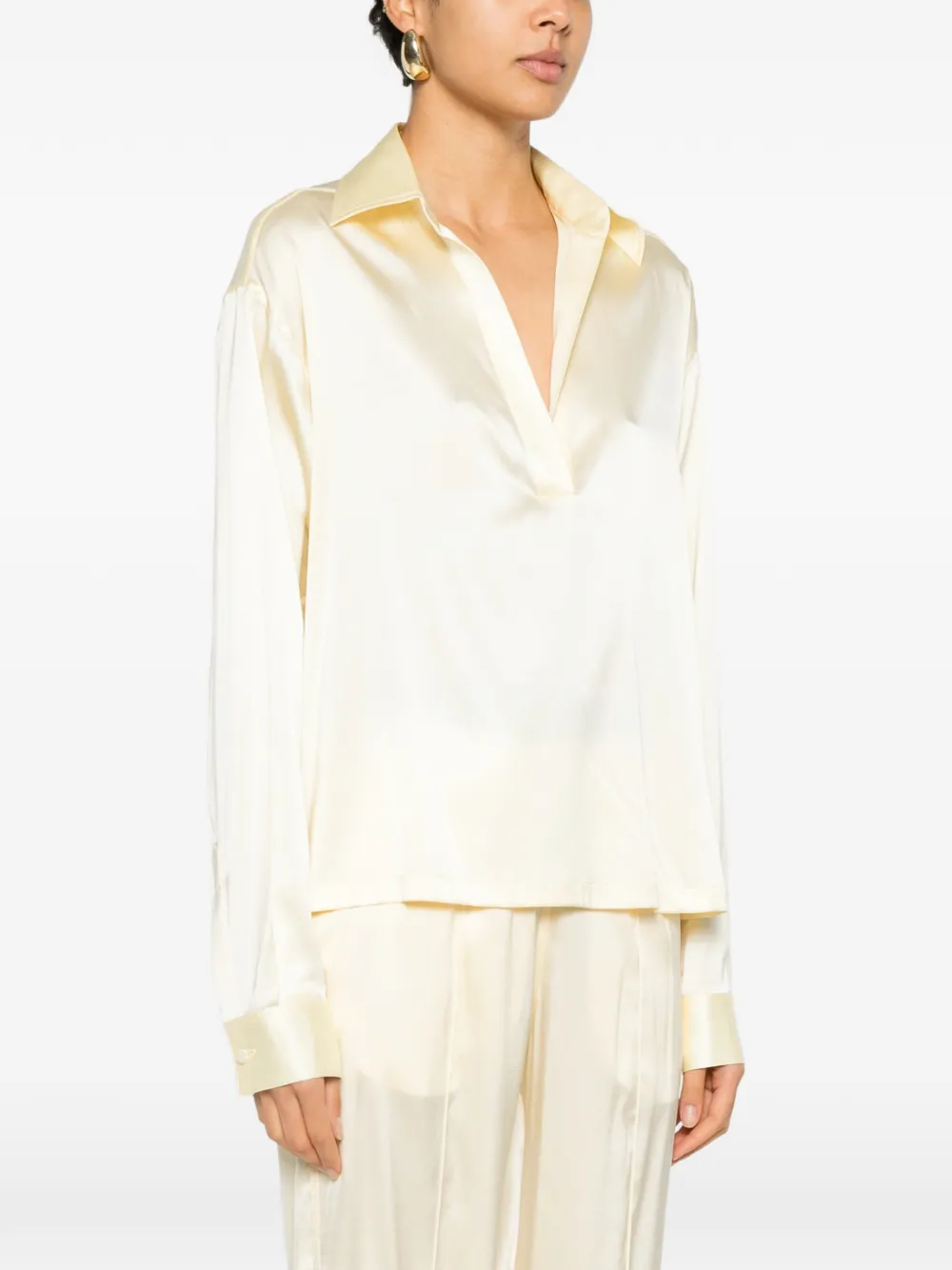  Tom Ford V-neck Satin Blouse - Yellow 