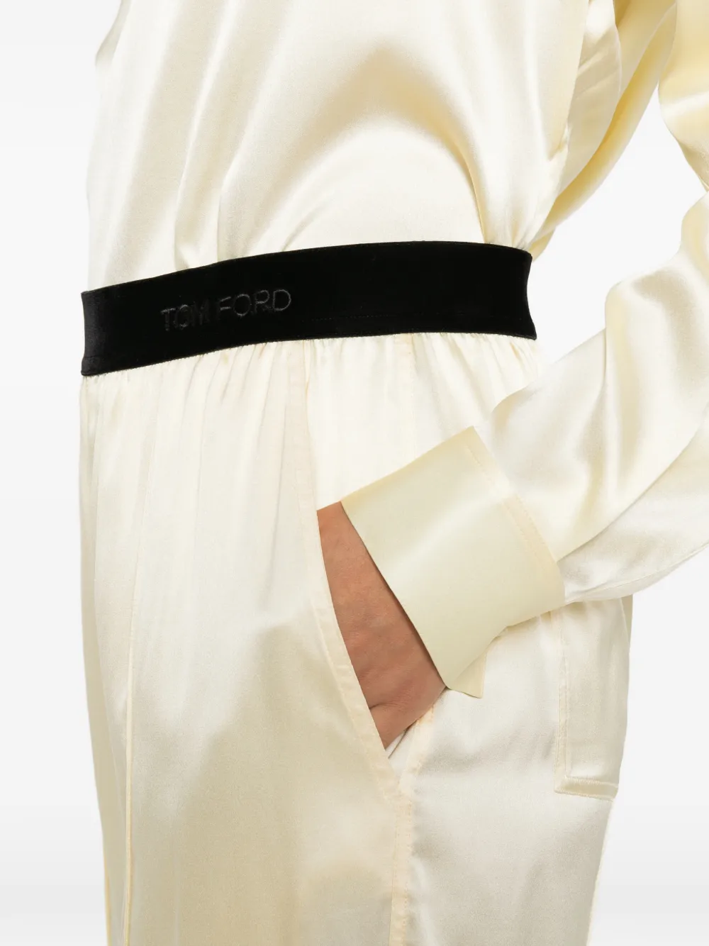 TOM FORD Broek met fluwelen band Geel