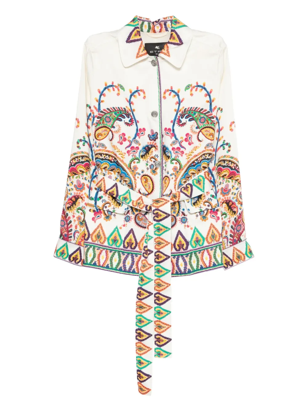 ETRO paisley-print belted jacket - Toni neutri