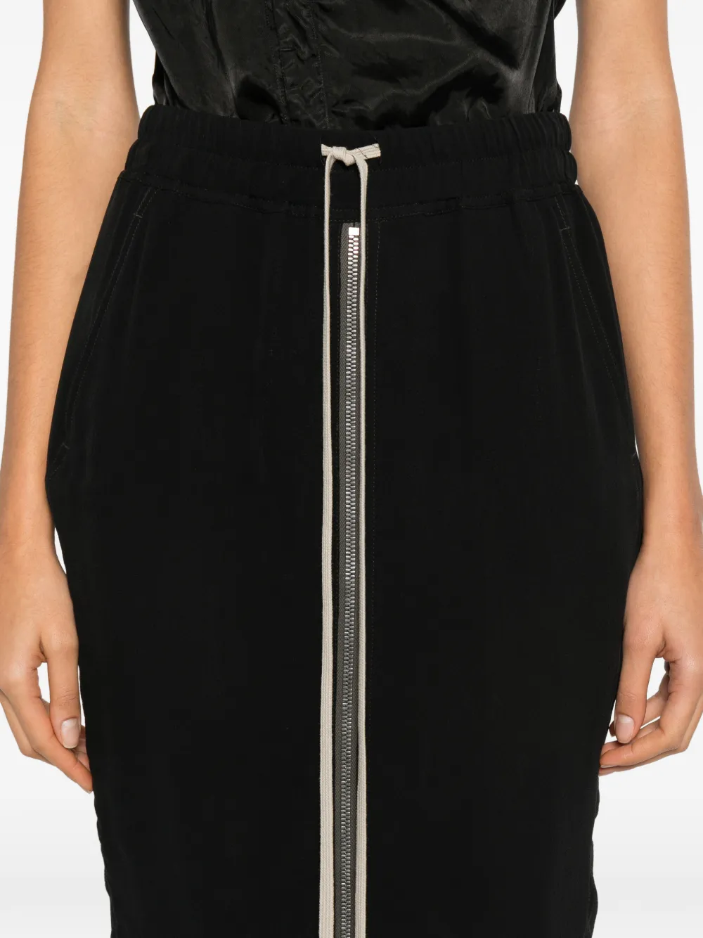 Rick Owens Midi-rok met trekkoord met rits Zwart