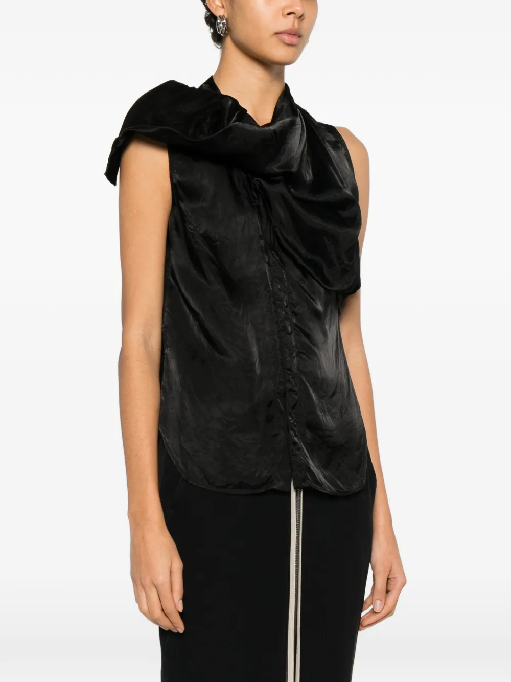  Rick Owens Draped Sleeveless Top - Black 