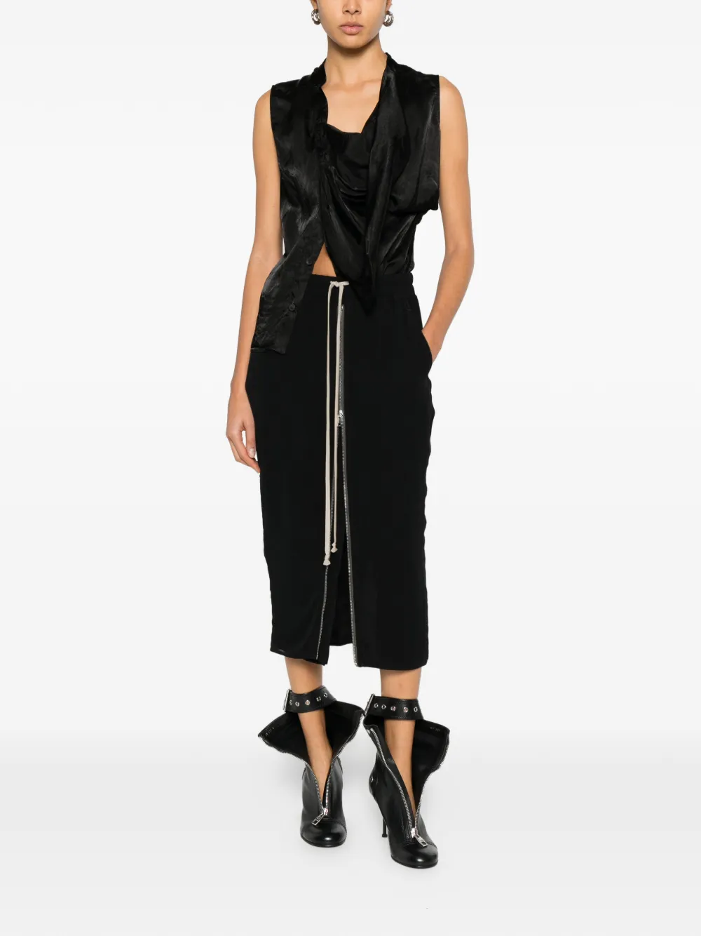 Rick Owens draped sleeveless top - Zwart