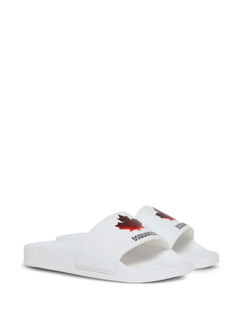 DSQUARED2 KIDS maple leaf slides Wit