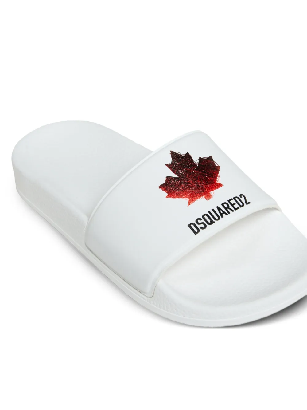 DSQUARED2 KIDS maple leaf slides Wit
