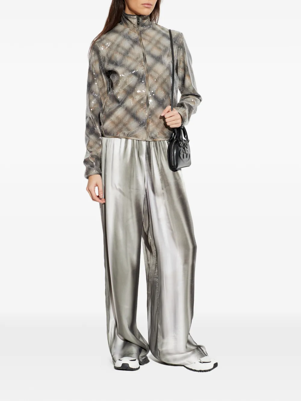 Diesel elasticated wide-leg trousers - Grijs