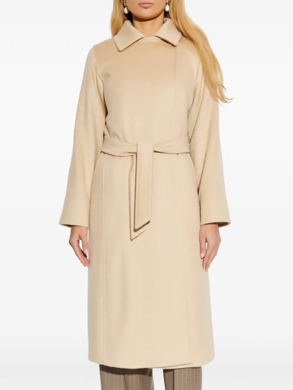  Max Mara Long-sleeve Belted Coat - Neutrals 