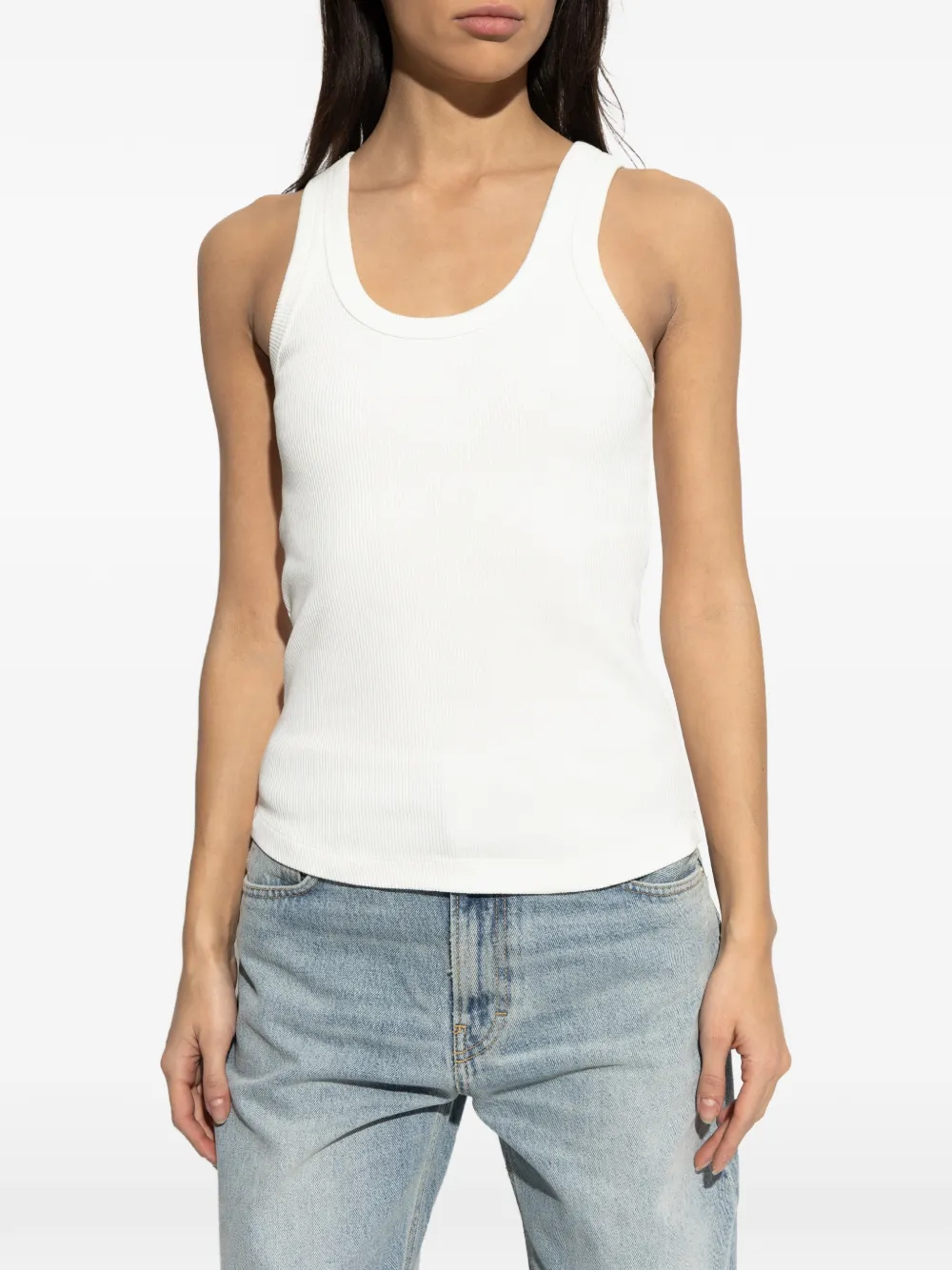  Haikure Ribbed Tank Top - White 