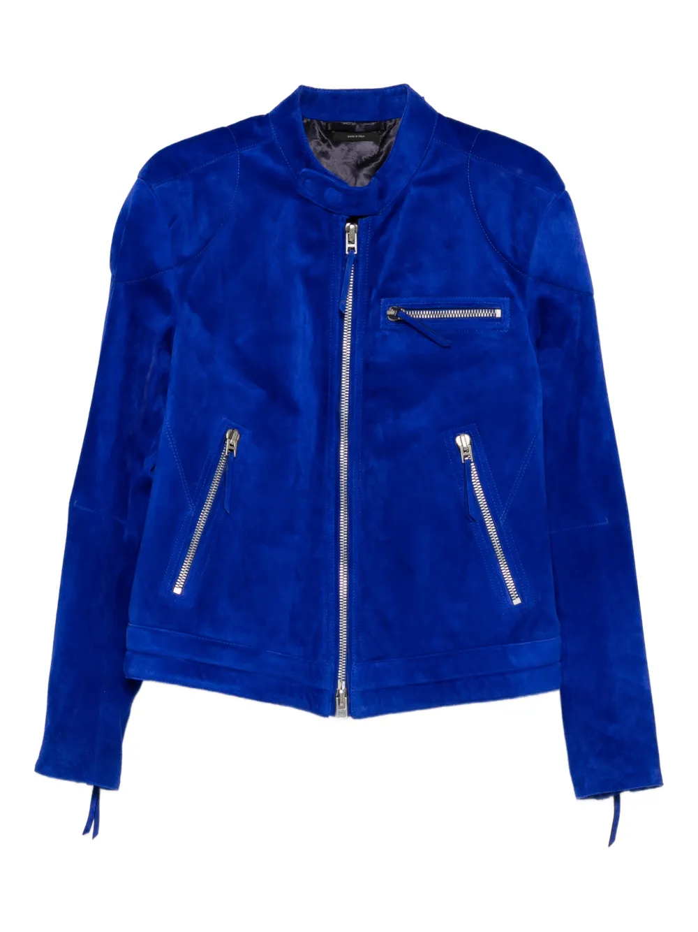 TOM FORD zip-up suede jacket - Blau