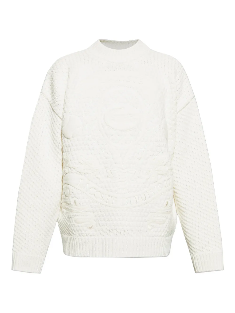 Lacoste embossed crew-neck sweater - White