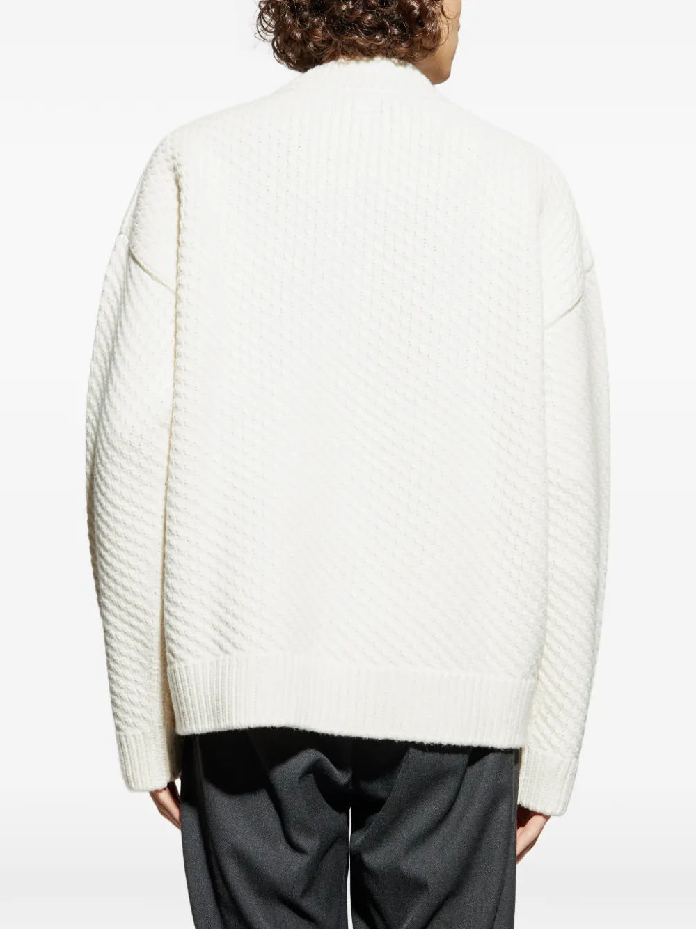 embossed crew-neck sweater