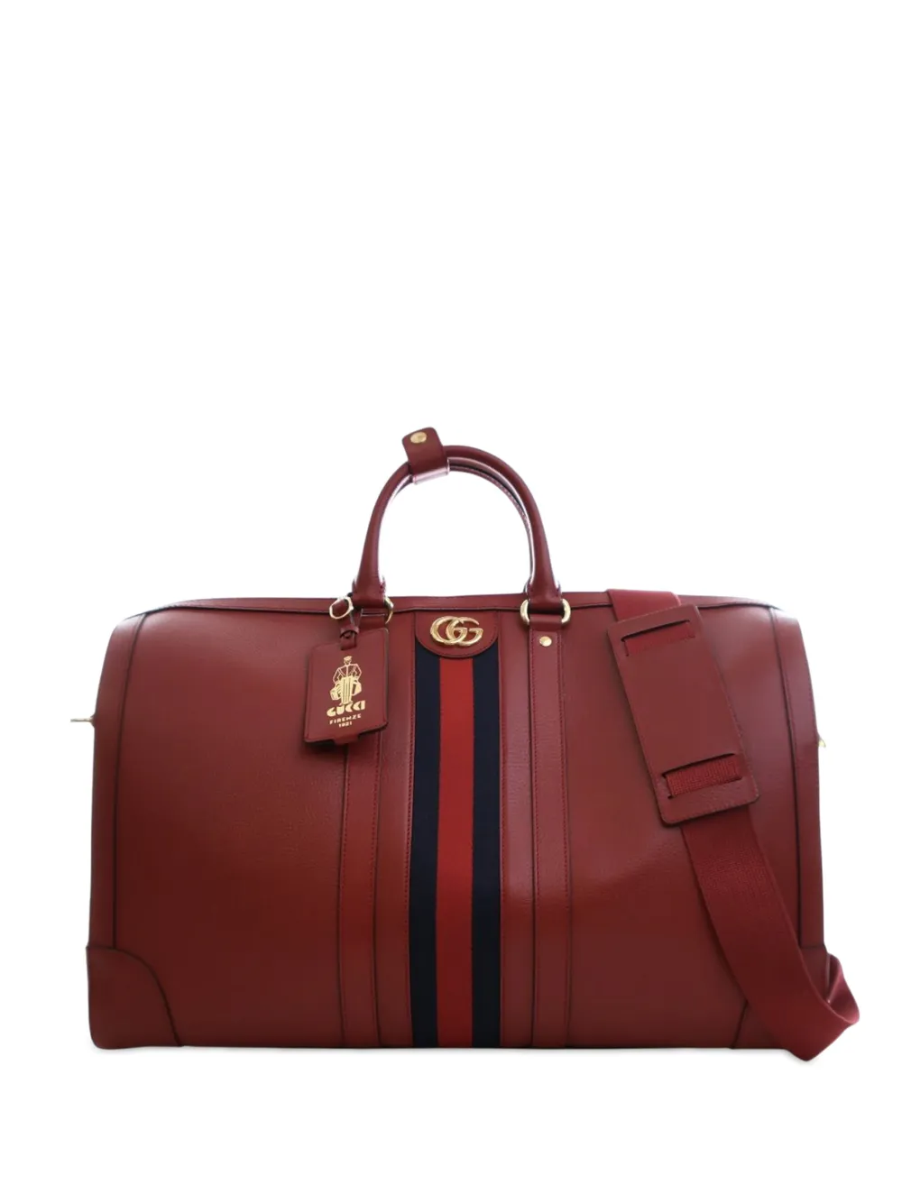 Gucci Pre-Owned Borsone Savoy grande in pelle di vitello con decorazione Web 2000-2025 - Rosso