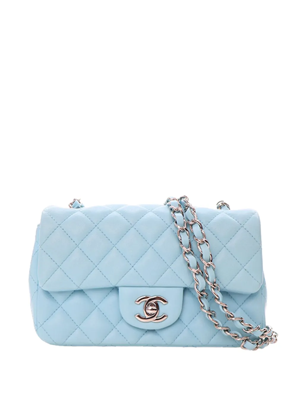 CHANEL Pre-Owned 2021 Mini Rectangular Classic Lambskin Single Flap crossbody bag - Blu
