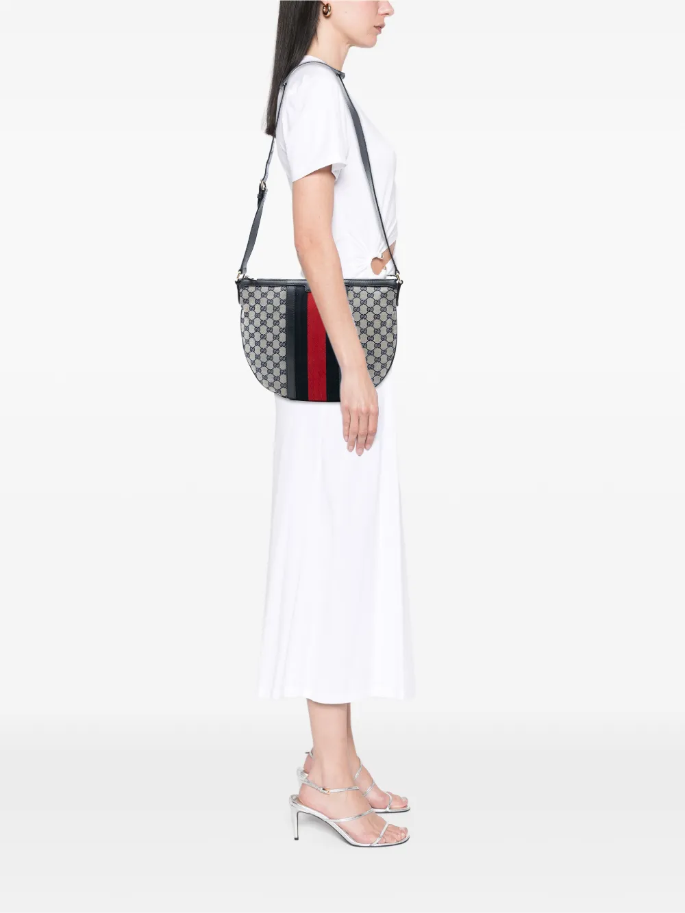 Gucci Pre-Owned 2016-2025 Medium GG Canvas Web Half Moon crossbody bag | Pre-Owned | Image 2