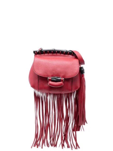 Gucci Pre-Owned bolsa crossbody Bamboo Nouveau Fringe pequeña de piel 2016-2025