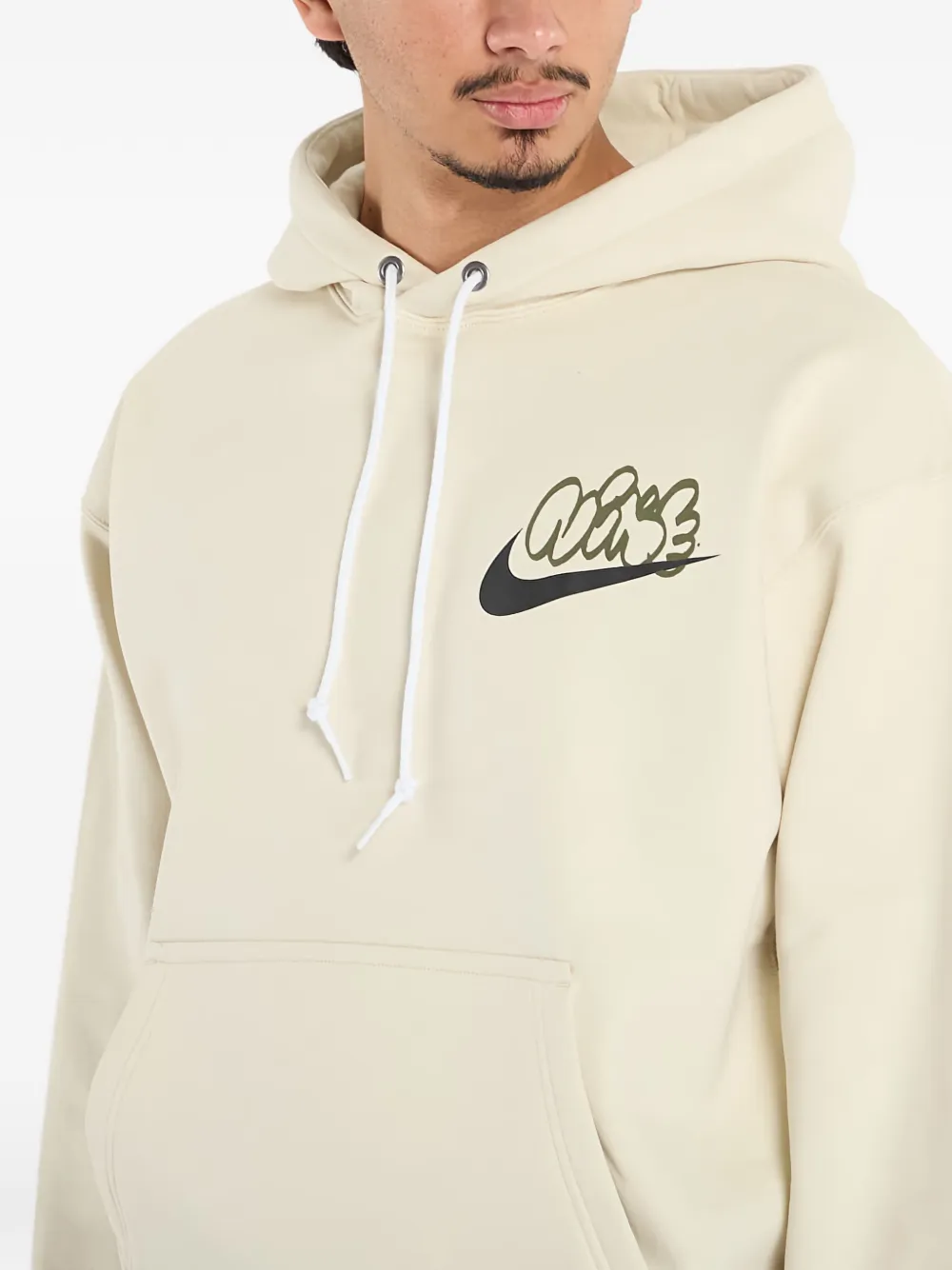 Nike Hoodie met logo en grafische print Beige