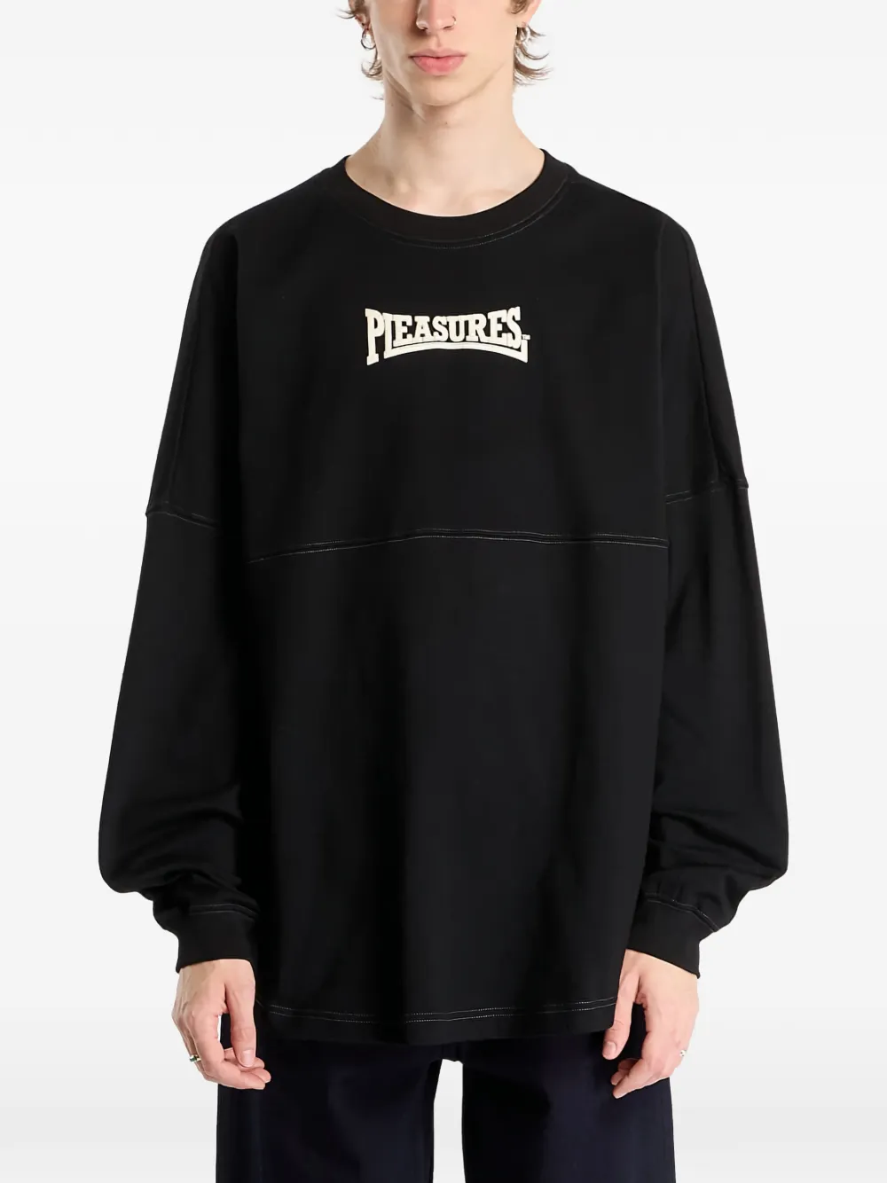 Pleasures T-shirt met lange mouwen en patroon Zwart