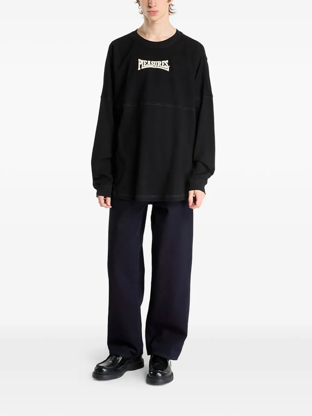 Pleasures bulldog-motif long-sleeve T-shirt - Zwart