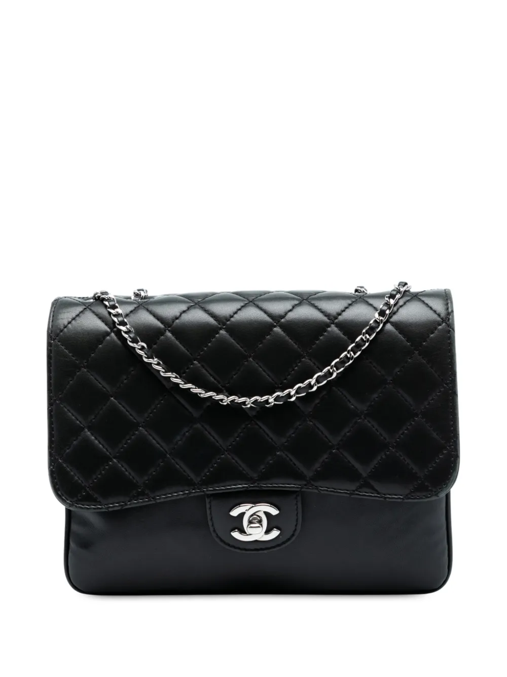 CHANEL Pre-Owned 2012 Medium Quilted Lambskin Clams Pocket Accordion Flap shoulder bag - Nero