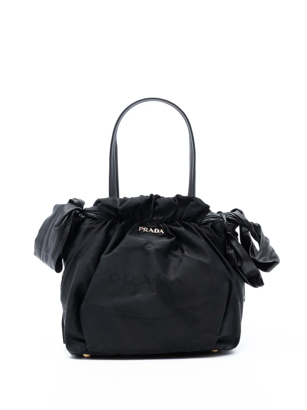Prada Pre-Owned 2000-2025 Tessuto Logo Bow satchel - Nero