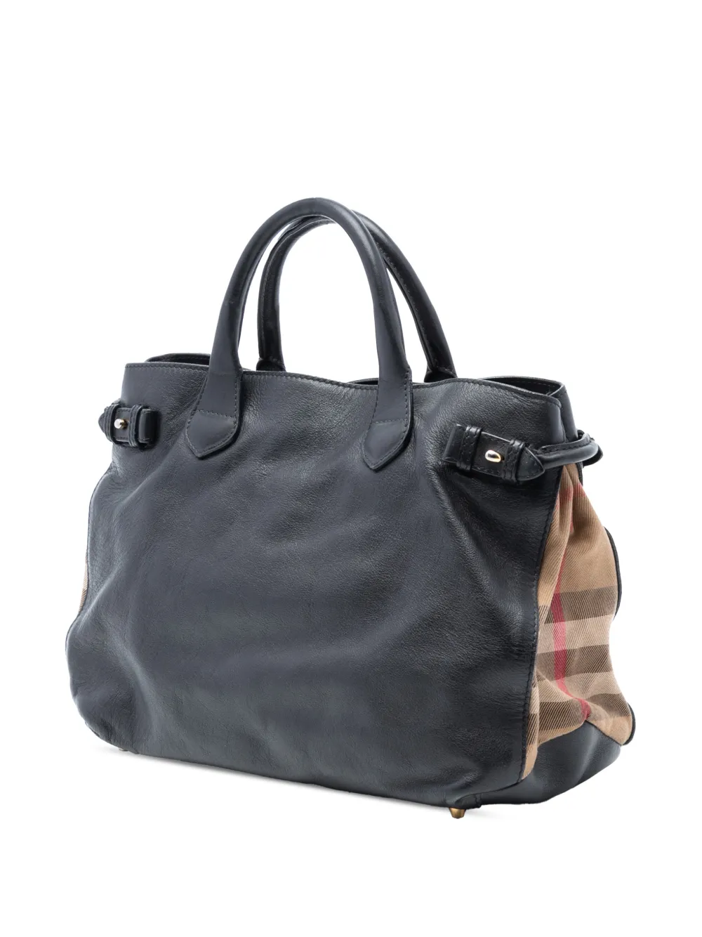 2000-2017 Medium Leather And House Check Banner Satchel