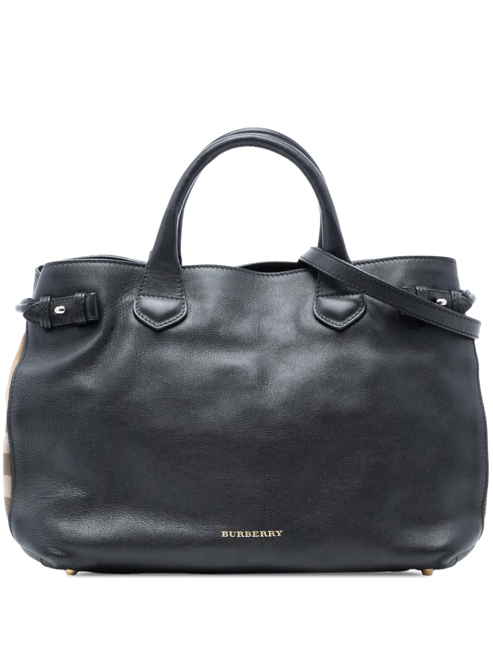 Burberry Pre-Owned 2000-2017 Medium Leather and House Check Banner satchel - Nero