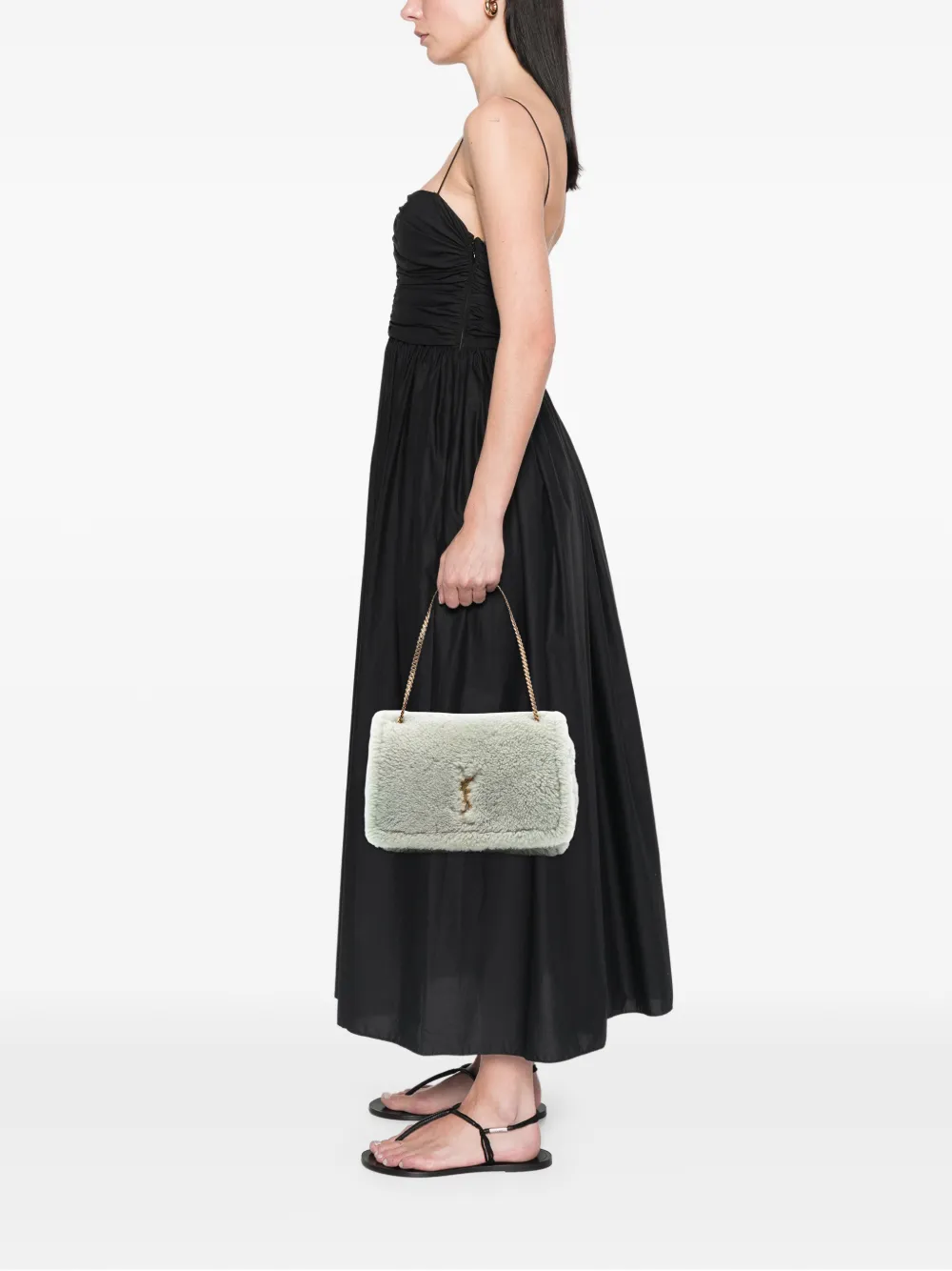  Saint Laurent Pre-owned Bolso De Hombro Kate Reversible Mediano De Lana De Oveja Con Monograma 2022 - Gris 