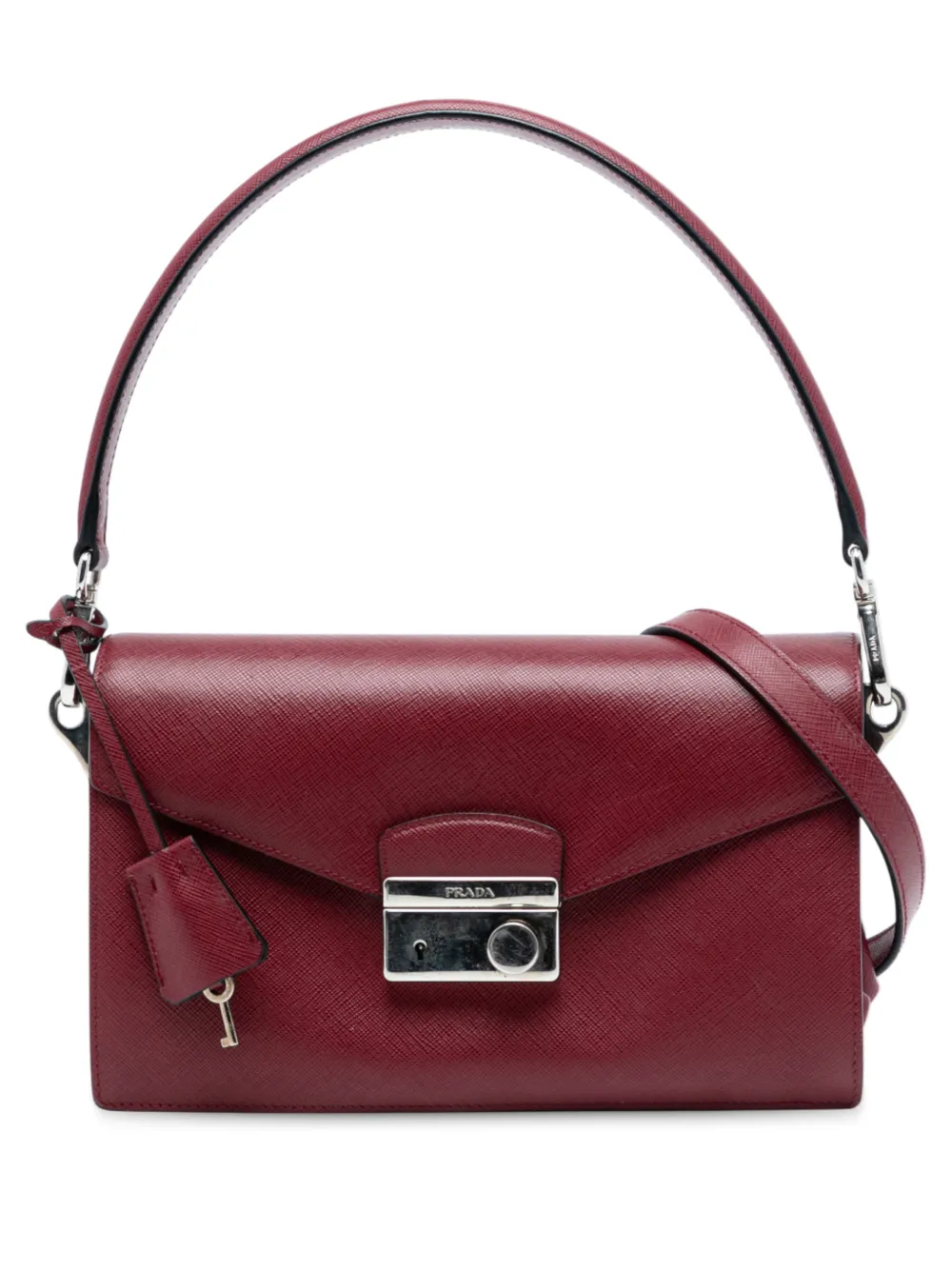 Prada Pre-Owned 2010-2025 Medium Saffiano Lux Sound satchel - Rosso