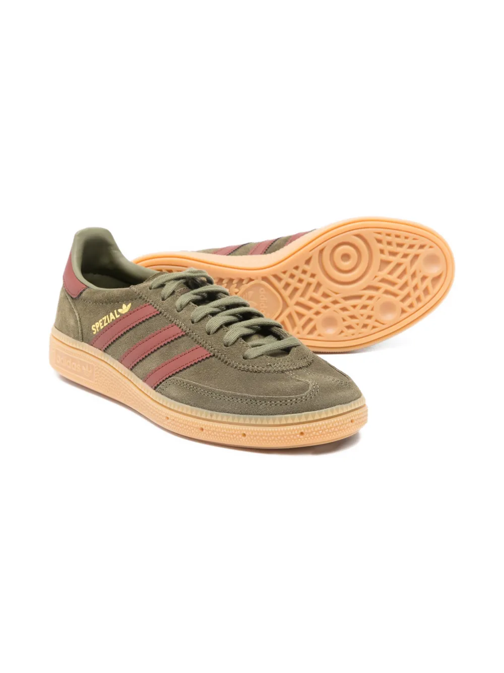 adidas Kids Handball Spezial 3-Stripes leather sneakers Groen