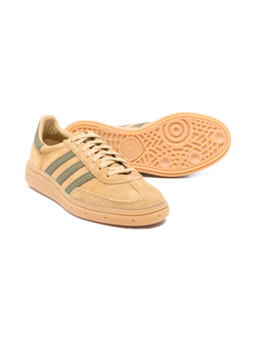 adidas Kids Handball Spezial 3-Stripes leather sneakers Beige