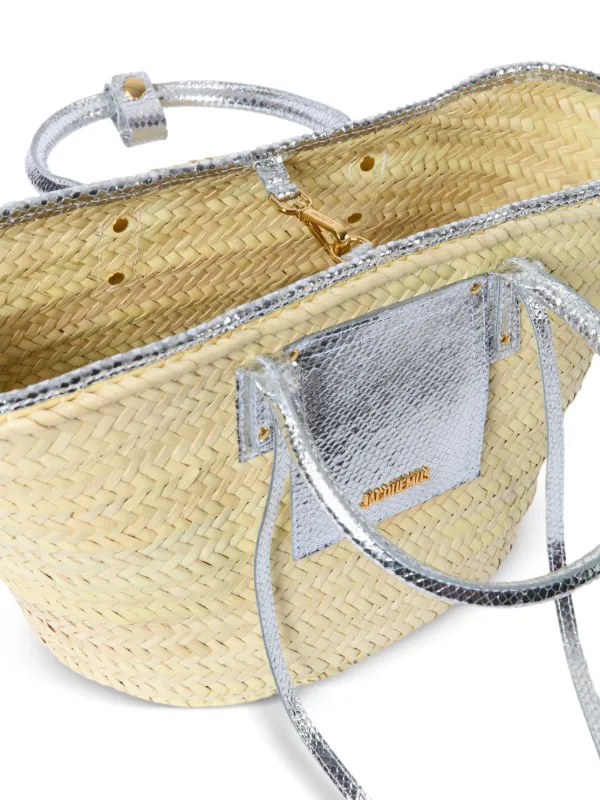 Jacquemus Le Panier Soli Woven Bucket Bag | Silver | FARFETCH