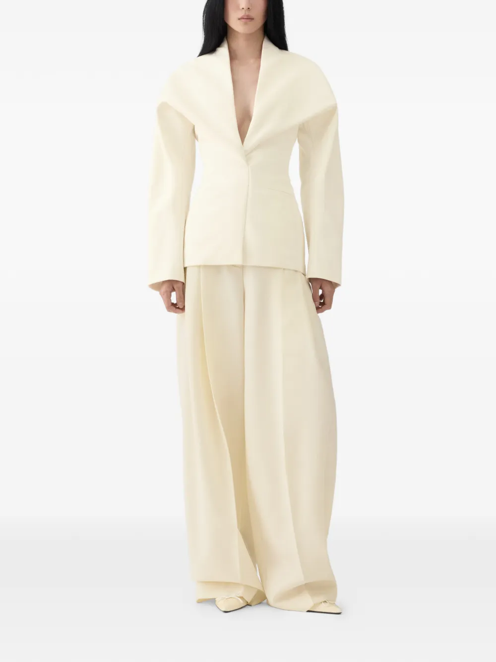  Jacquemus Pleated Palazzo Pants - Neutrals 